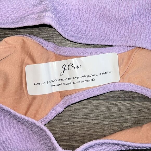 J.CREW Textured Cheeky Bikini Bottom XL High Cut Curved-Waist Light Purple NWT - Picture 5 of 6